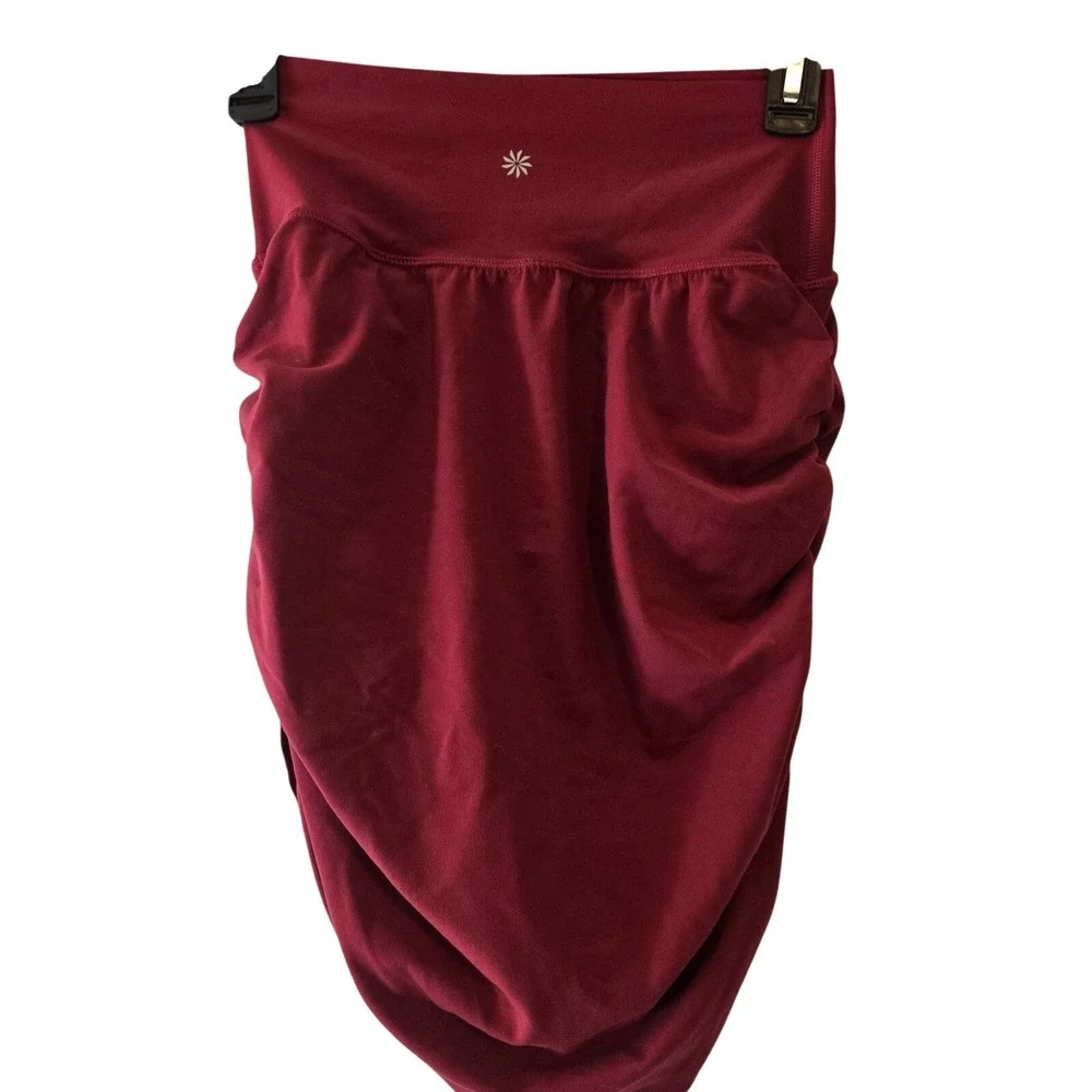 Athleta Red Ruched Skirt Womens Small Athletic Stretch Pull On Activewear - Picture 6 of 10